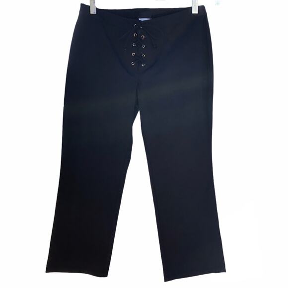 Loft black lace up front cropped stretch pants size 6 Petite - Picture 1 of 5
